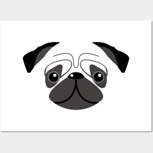 Pug dog face Posters and Art